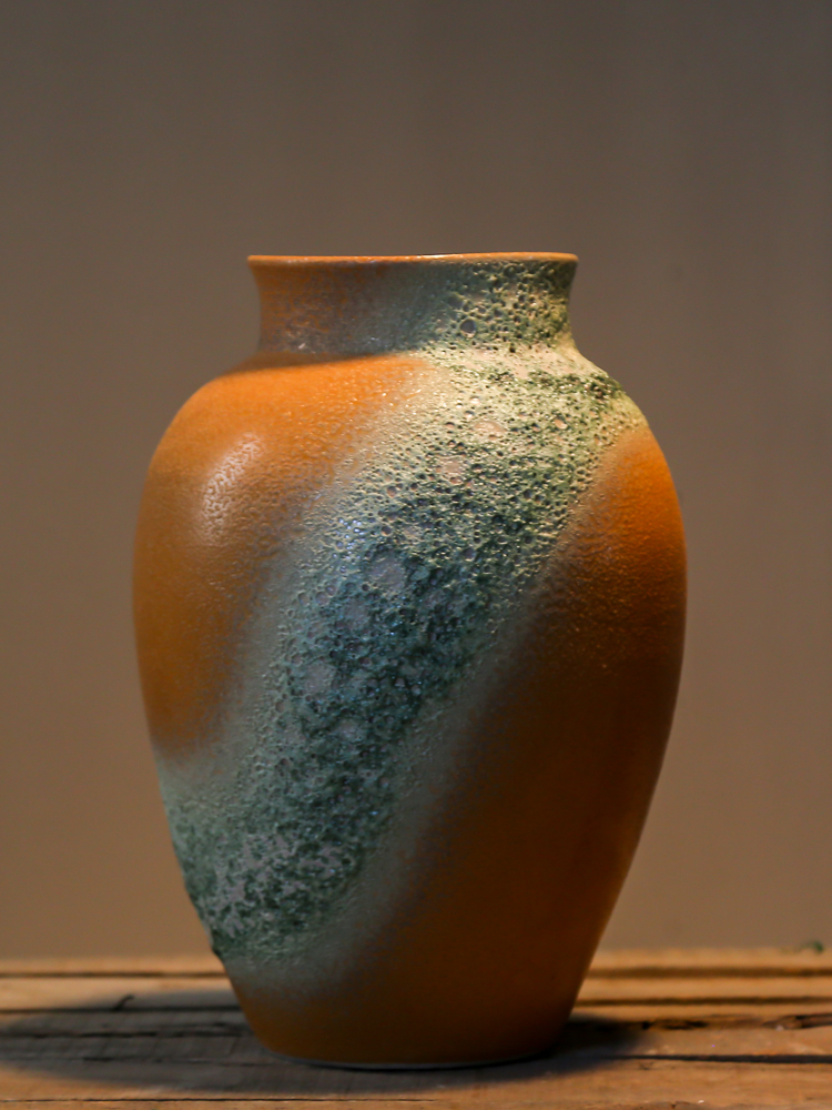 Coarse pottery mesa simulation flower vase household adornment restoring ancient ways of jingdezhen ceramic flower implement TV ark, teahouse furnishing articles