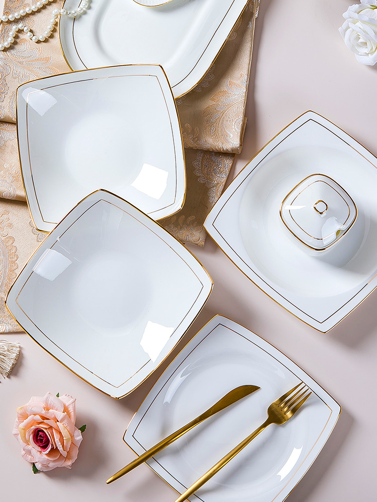 Touch the floor clearance 】 【 ipads porcelain tableware suit household jingdezhen dishes dishes chopsticks contracted ceramic plate
