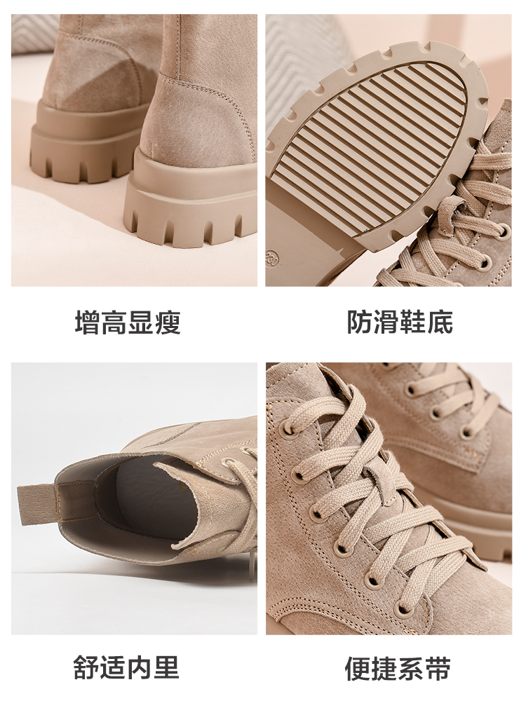 珂卡芙 女式真皮加绒马丁靴 图2