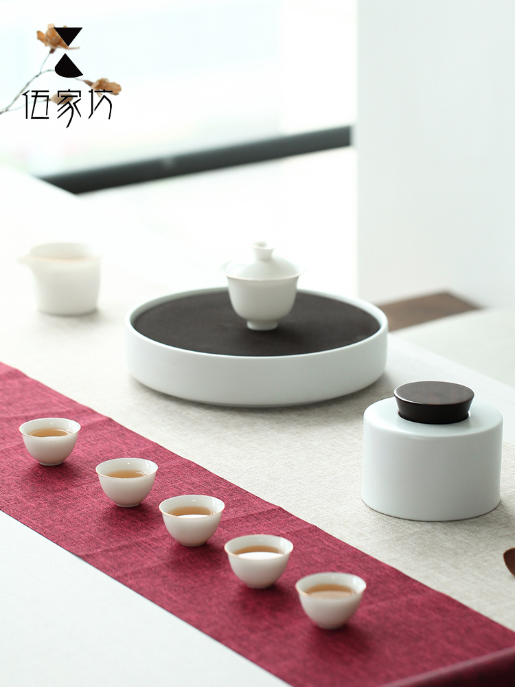 White porcelain ceramic seal caddy fixings receives fresh tea boxes portable travel wooden cover small jar tea boxes