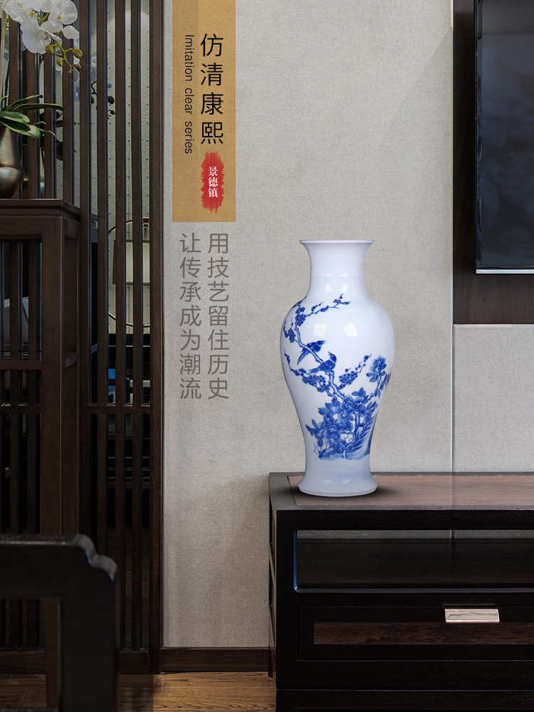 New Chinese style household jingdezhen ceramics antique flower on the tail of the blue and white porcelain vase TV ark adornment furnishing articles