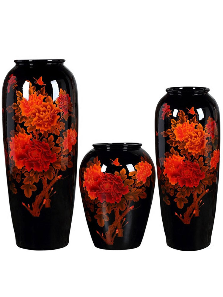Jingdezhen ceramic floor large vases, crystal glaze sitting room adornment hotel opening of new Chinese style household furnishing articles