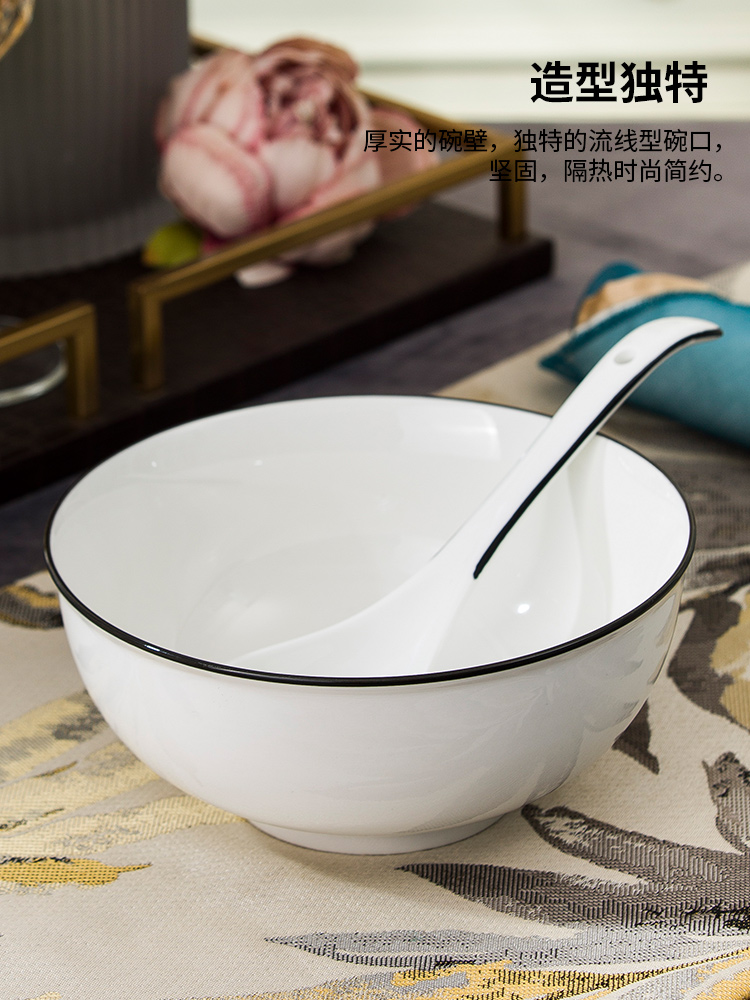 Jingdezhen ceramic soup pot of soup pot dishes set tableware circular creative large - sized domestic large bowl of soup bowl of the big spoon