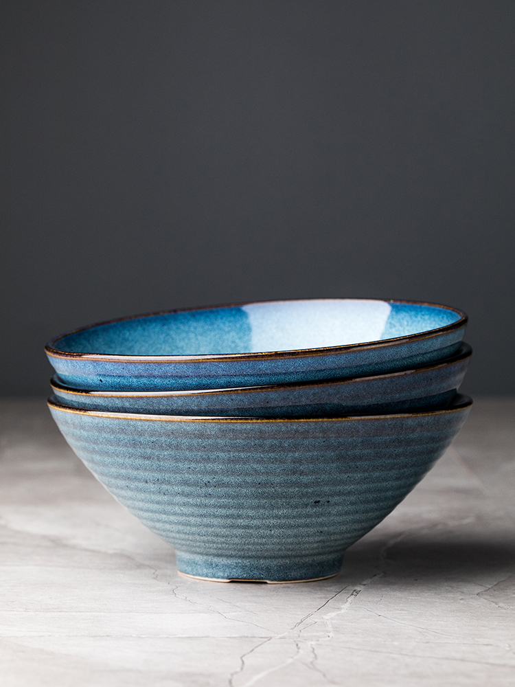 This porcelain ou la rainbow such use ceramic bowl Nordic thread large bowl of restoring ancient ways household eat rainbow such use large hat to bowl