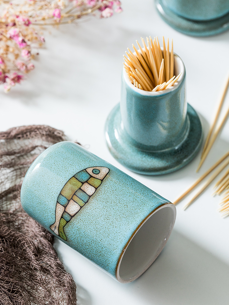 Porcelain creative toothpicks can leisurely domestic cartoon toothpick box contracted fashion toothpick bucket of ceramic European - style toothpicks extinguishers