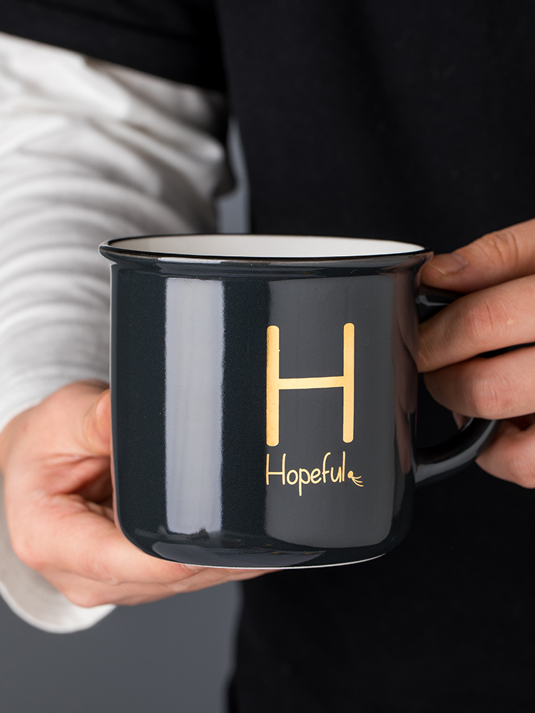 Creative surname ceramic couples mark cup coffee cup home office milk cup ultimately responds cup cup men and women