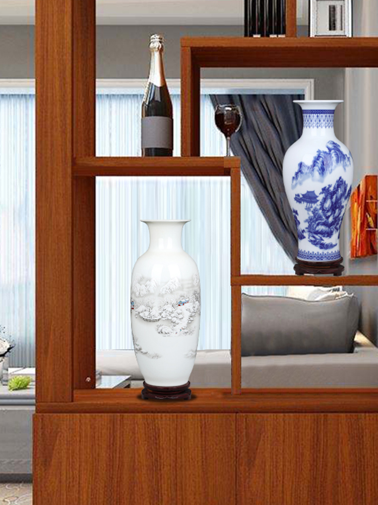 The Big vase Chinese style living room blue and white porcelain of jingdezhen ceramics home furnishing articles lucky bamboo flower arrangement craft ornaments