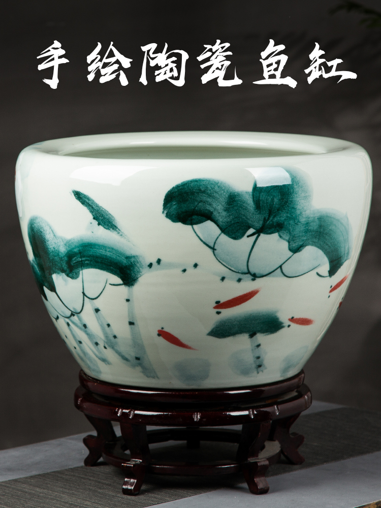 Basin of jingdezhen ceramics hand - made oversized tank lotus garden of fruit trees and potted is suing large landing place