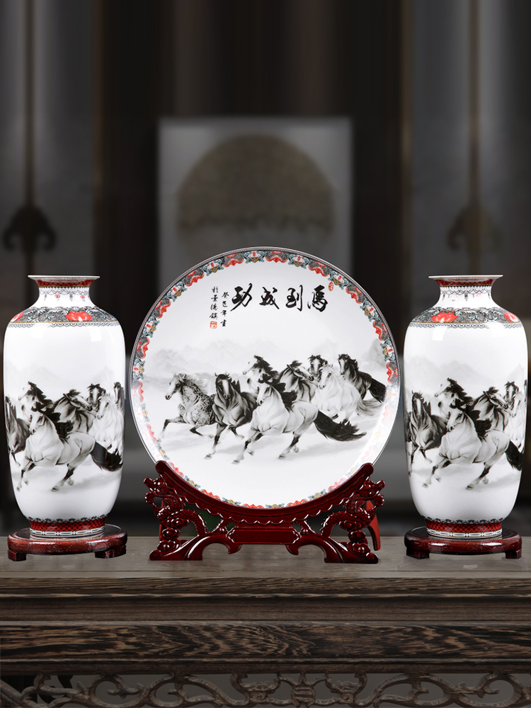 Jingdezhen ceramic furnishing articles three - piece vase household act the role ofing is tasted flower arranging office of I and contracted sitting room adornment