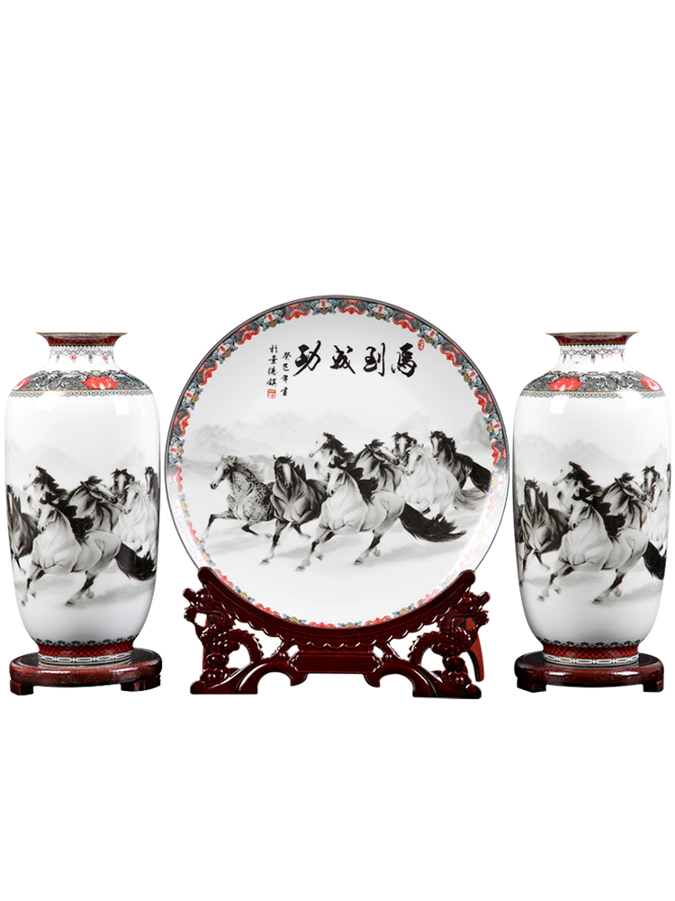 Jingdezhen ceramic furnishing articles three - piece vase household act the role ofing is tasted flower arranging office of I and contracted sitting room adornment