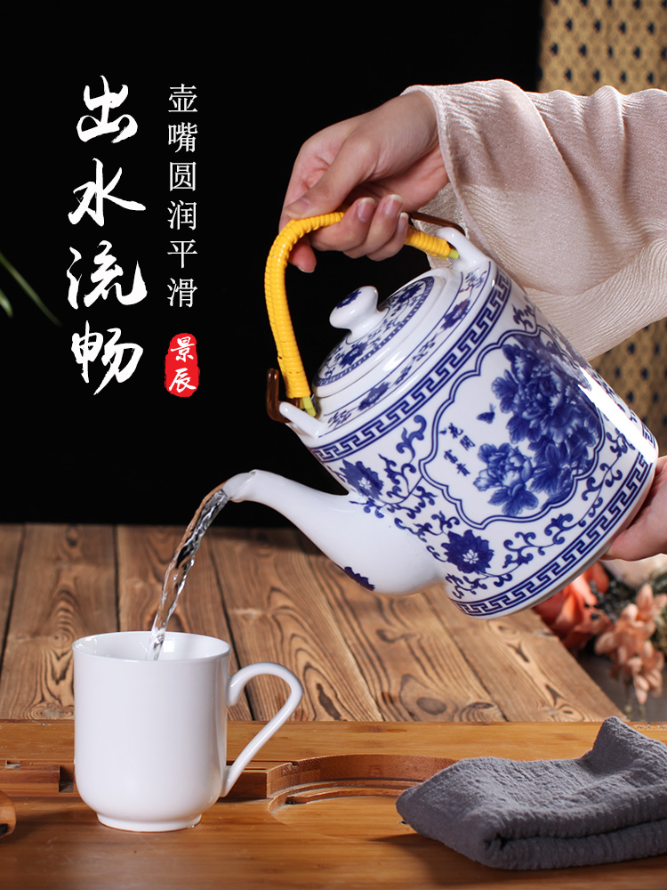 Jingdezhen ceramic teapot high - capacity cool large blue and white porcelain kettle cold old girder kettle pot of tea