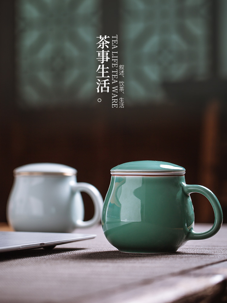 Jingdezhen ceramic filter cup tea cups separation office tea cups with cover keller household water bottle