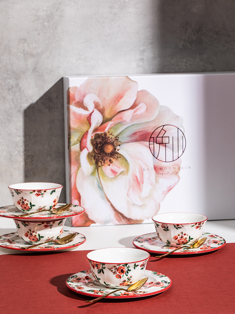 Eat light night mountain series key-2 luxury dishes suit box pan bake bowl of high - grade household ceramics tableware gifts