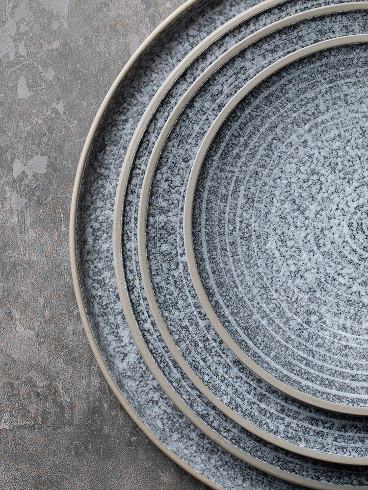 Eat them RAW stone flat ceramic creative Nordic a very shallow dish tray was home sitting room round large plate