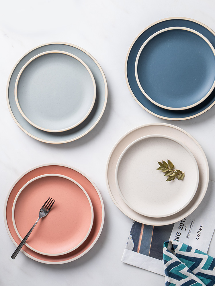 Eat steak BoBo plate household pure color food dish Nordic light wind disc key-2 luxury breakfast tray ceramic dinner plate