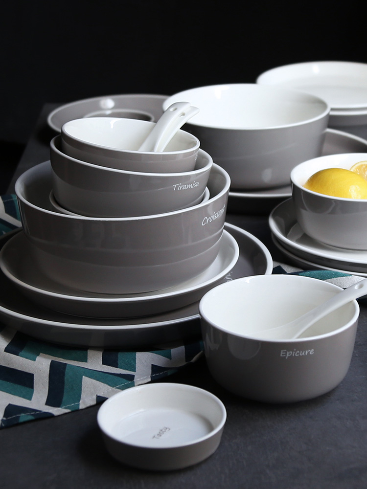 Cutlery set 2 home dishes Nordic ins contracted to eat dishes 4 European ceramic soup bowl chopsticks combination
