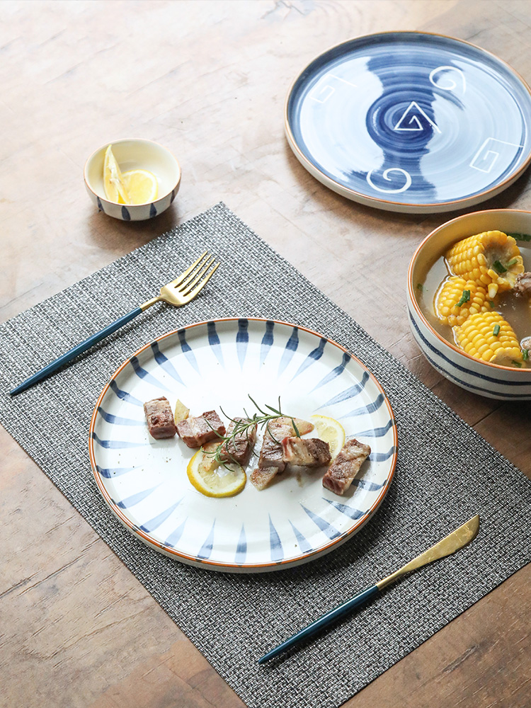 WUXIN Japanese ceramics tableware dish dish dish dish household creative web celebrity ins fruit salad plate of dinner plate