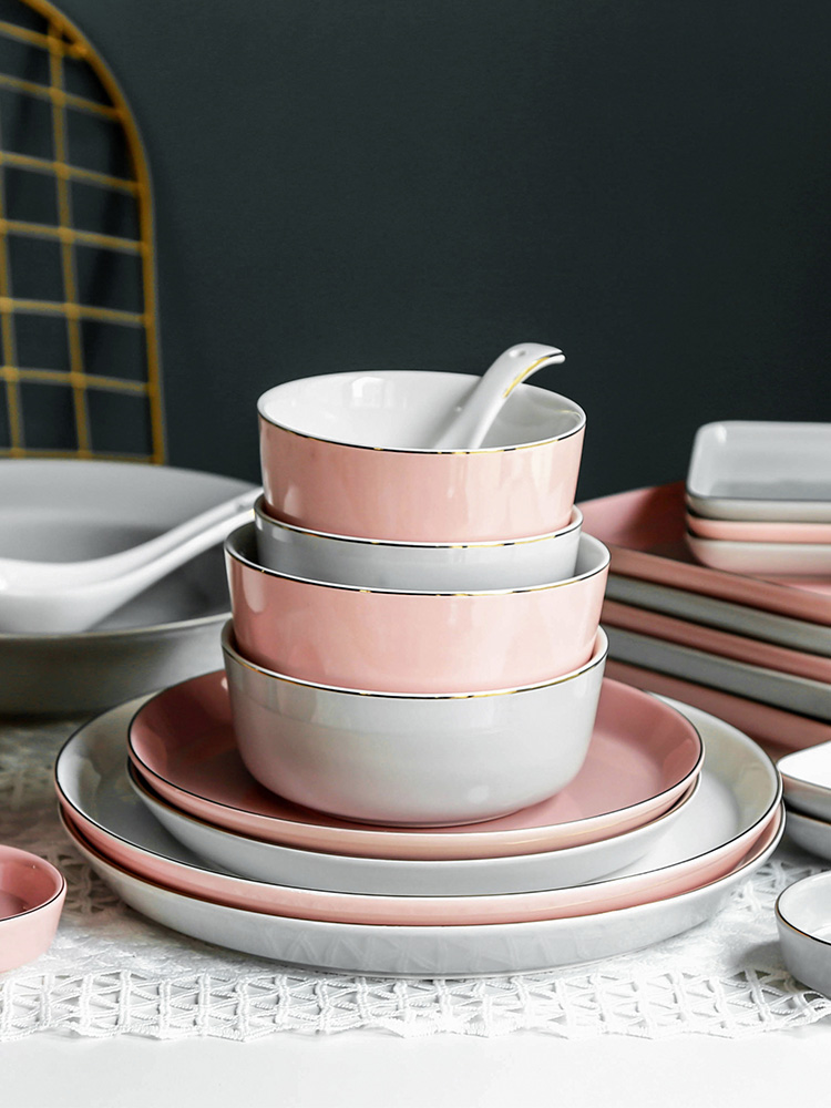 Ceramic bowl individual Nordic household tableware creative web celebrity ins small wind large bowl bowl of soup can eat bread and butter plate