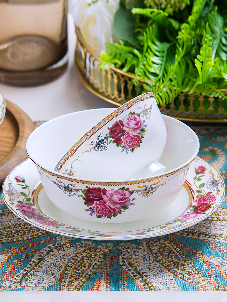 Dishes suit household jingdezhen European - style ipads porcelain tableware ceramics dinner set bowl chopsticks plate combination of Chinese style