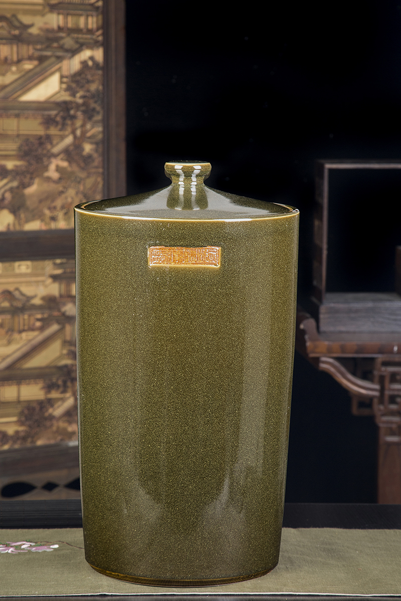Jingdezhen ceramic barrel ricer box tank caddy fixings 10 jins 20 jins 30 jins of 50 kg 100 jins with cover moistureproof