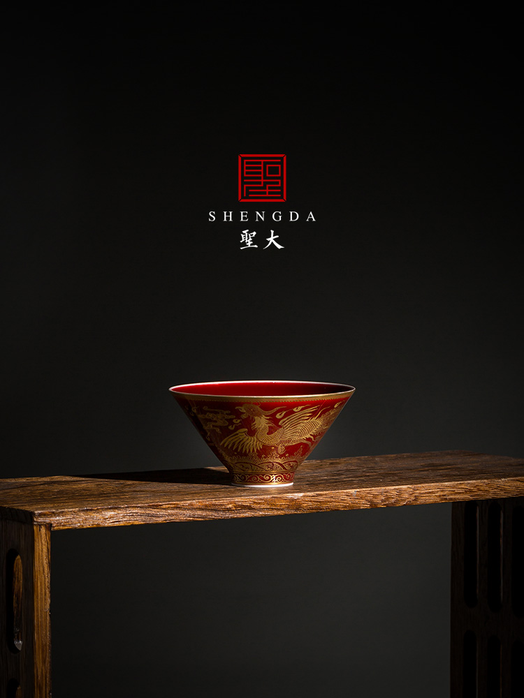 Santa teacups hand - made ceramic kungfu ruby red see colour FeiFeng lines perfectly playable cup single cup all hand of jingdezhen tea service