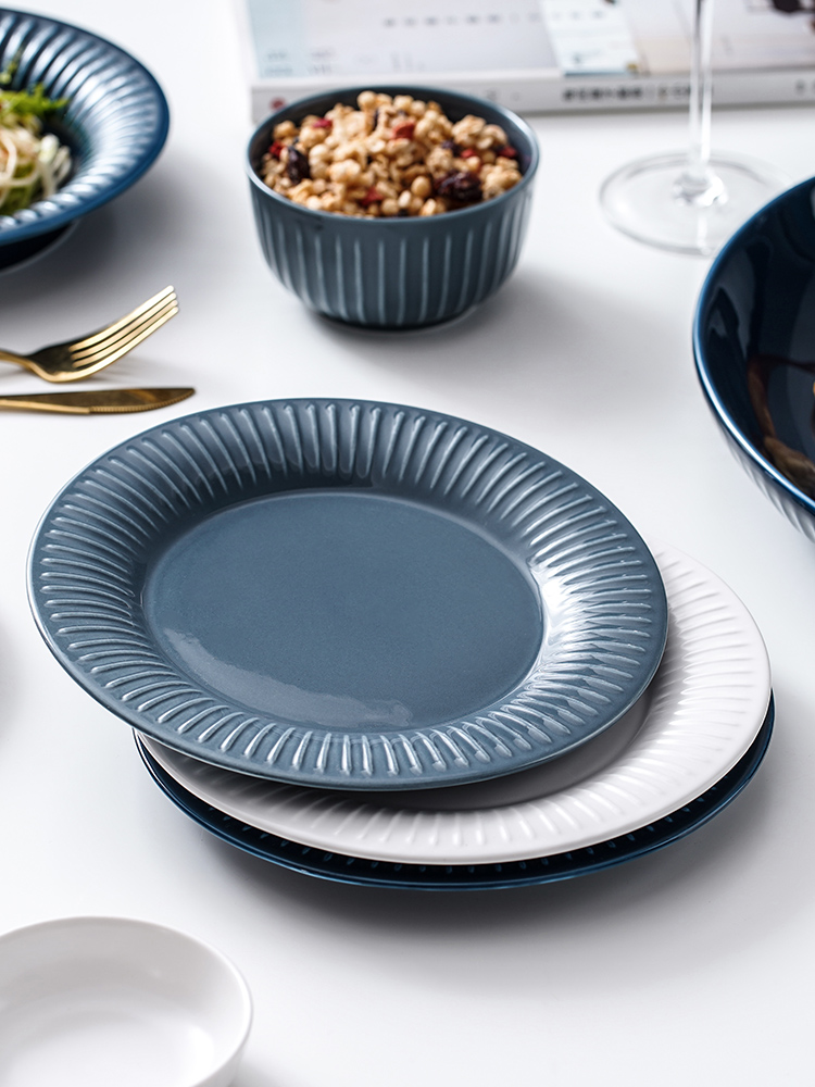 The Nordic idea ceramics steak dinner plate LIDS, contracted household individuality pure color plate web celebrity ins wind plate