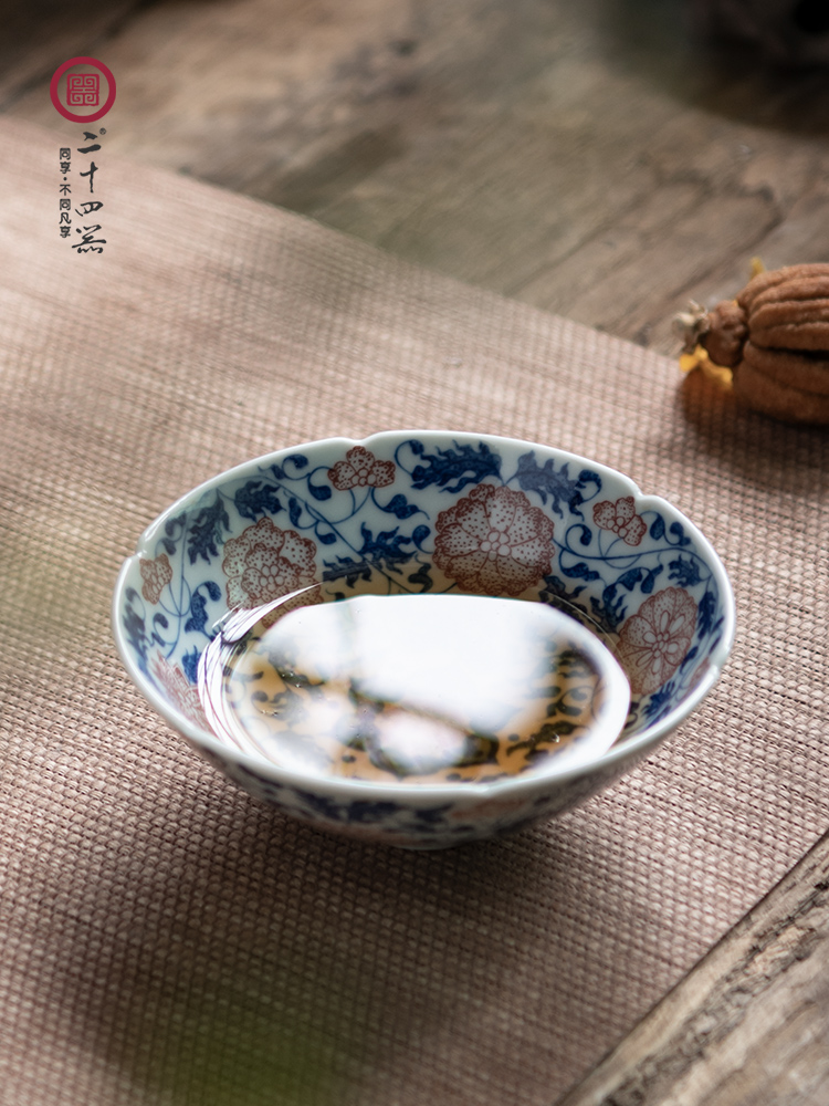 Twenty - four ware jingdezhen hand - made youligong master of blue and white porcelain cup single CPU single hand, ceramic tea set