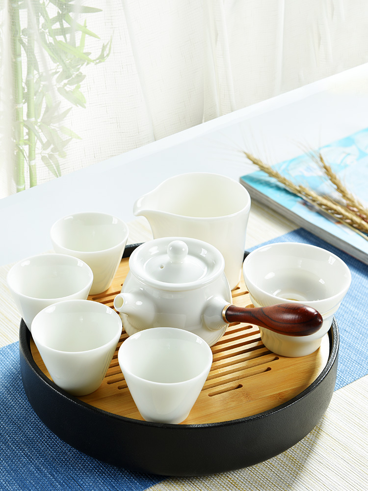 Dehua porcelain god built white jade porcelain modern kung fu tea sets tea tray was contracted mini household dry tea sets tea sea