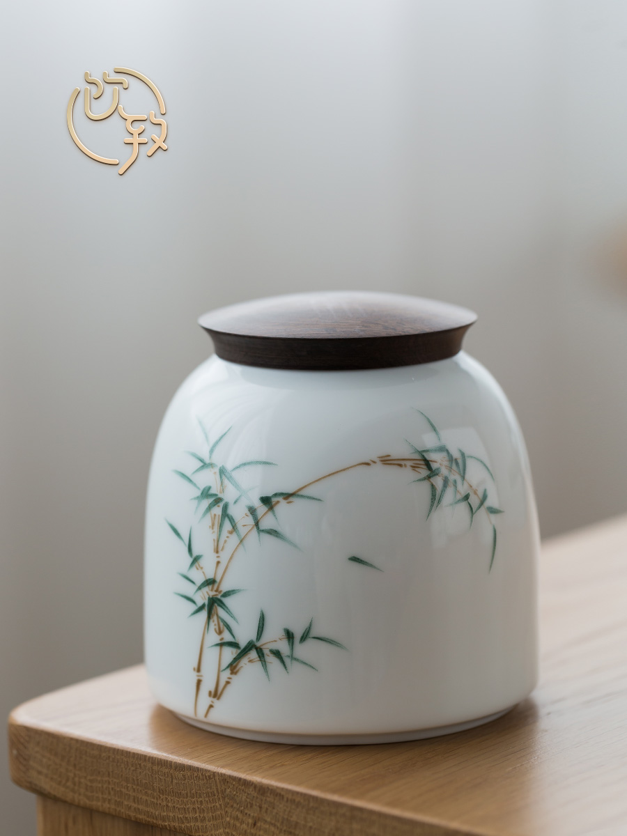Ultimately responds to the ceramic tea canister large pot seal pot creative hand - made storage half jins receives domestic tea caddy fixings