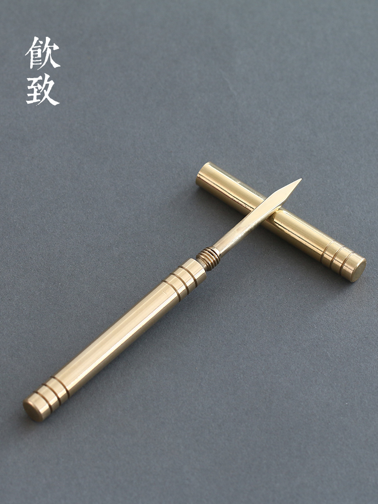 Drinking puer tea copper open tea knife to manually fine ChaZhen cone picked tea, kung fu tea tea taking of spare parts