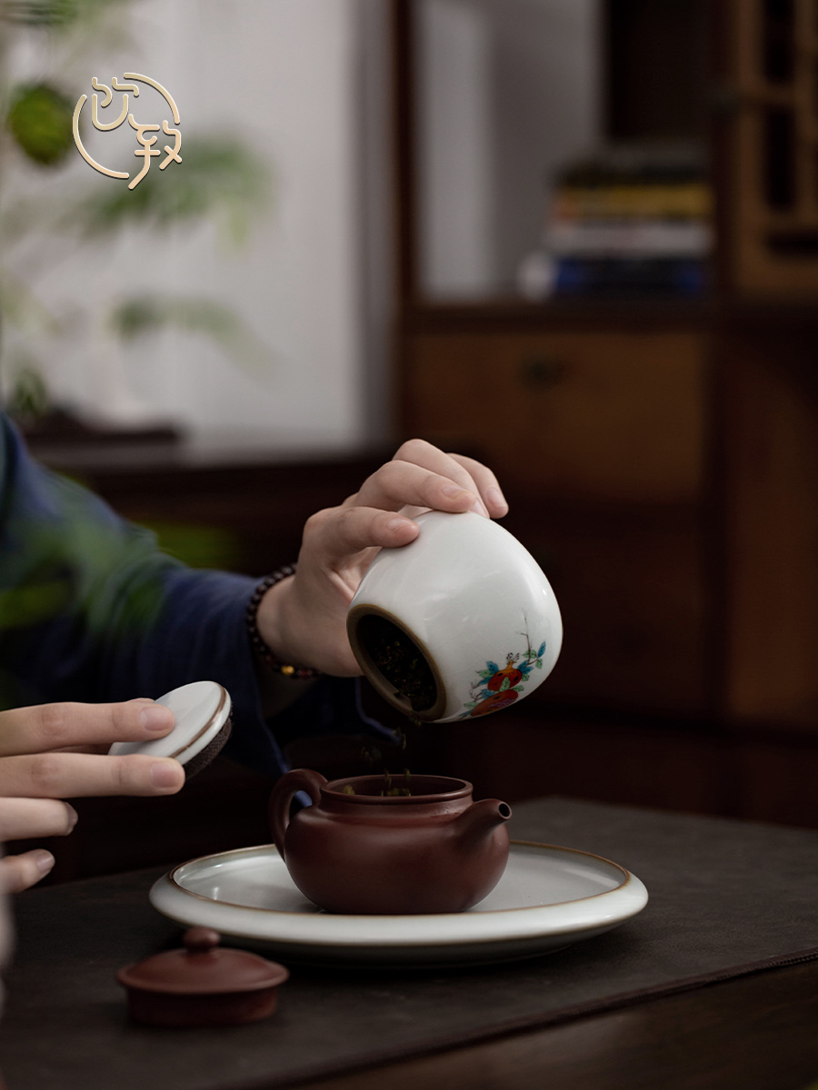 Ultimately responds to RuTao seal caddy fixings ceramic tea box of restoring ancient ways is a small portable storage POTS pu - erh tea storehouse receives your up