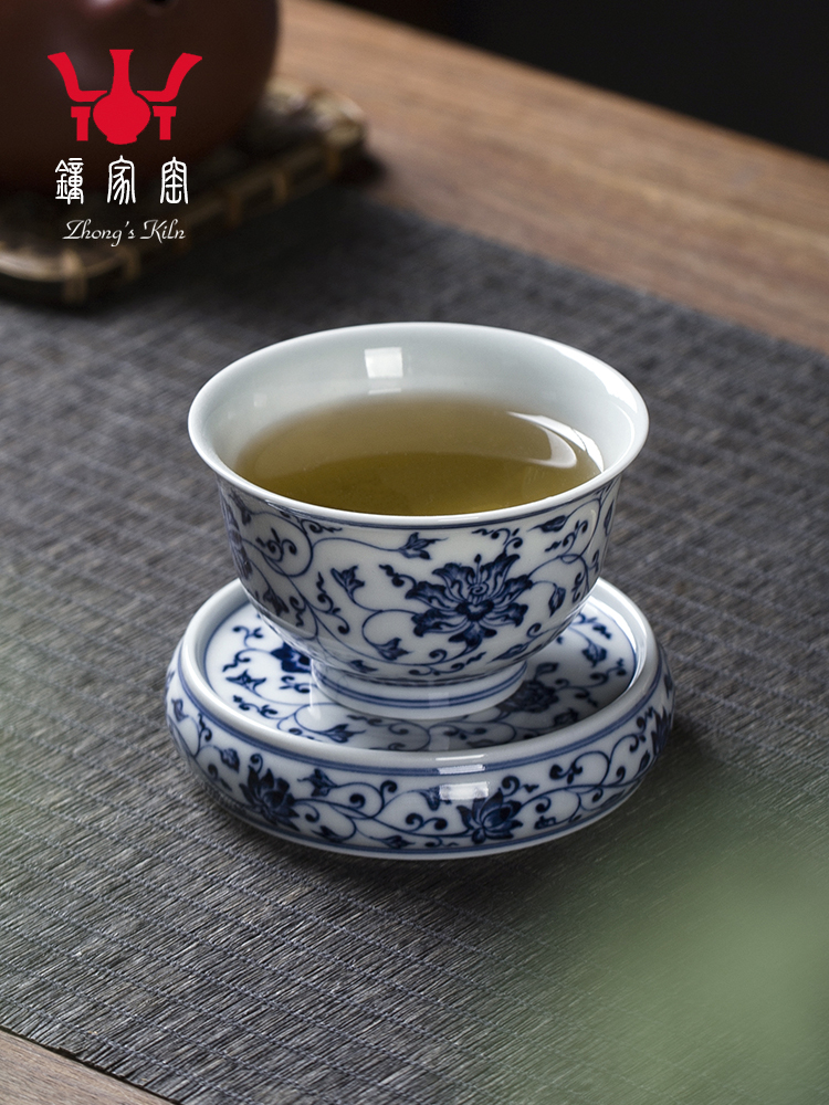 Clock home up jingdezhen blue and white maintain bound branch lines lid cover rear hand - made it tea value the cover cap
