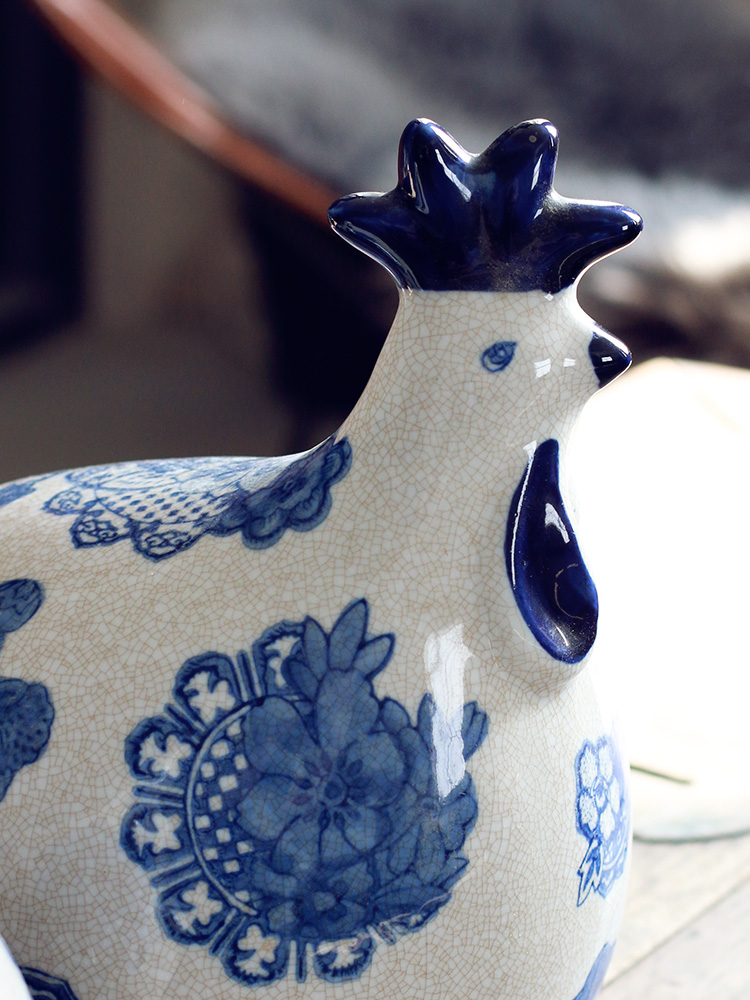 Spends under traditional celadon chicken place new Chinese jingdezhen blue and white porcelain home decoration clear soup WoGuo TV ark