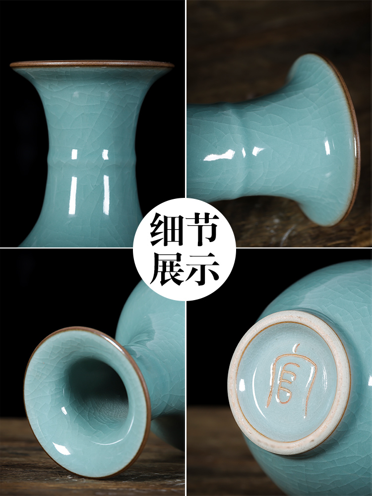 Jingdezhen ceramics celadon vase archaize up with classic Chinese style flower arrangement sitting room adornment is placed TV ark