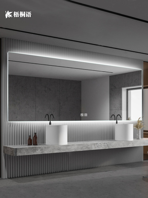 Gương phòng tắm thông minh có đèn led chống sương mù gương phòng tắm vuông không khung tùy chỉnh tường phòng tắm có gương soi nhà vệ sinh 