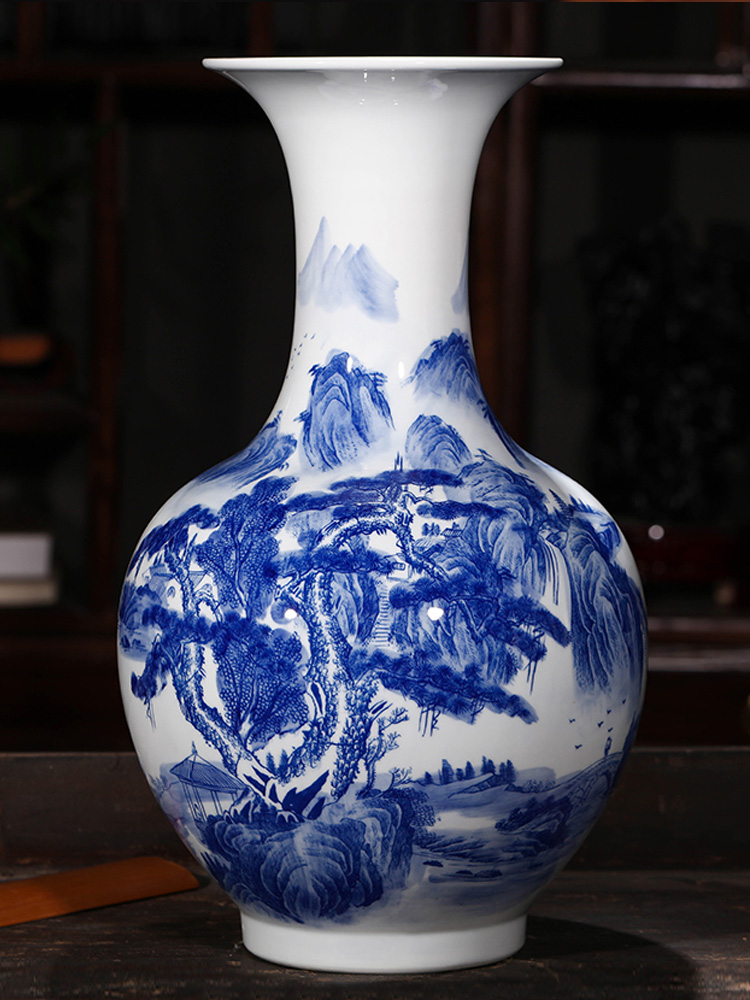 Antique blue and white porcelain of jingdezhen ceramics of large vases, flower arrangement of Chinese style living room home furnishing articles