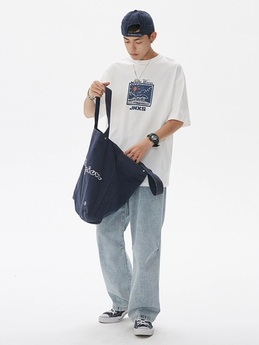 江南先生 Tide, оригинальная японская летняя одежда, трендовая футболка с коротким рукавом, круглый воротник, в корейском стиле