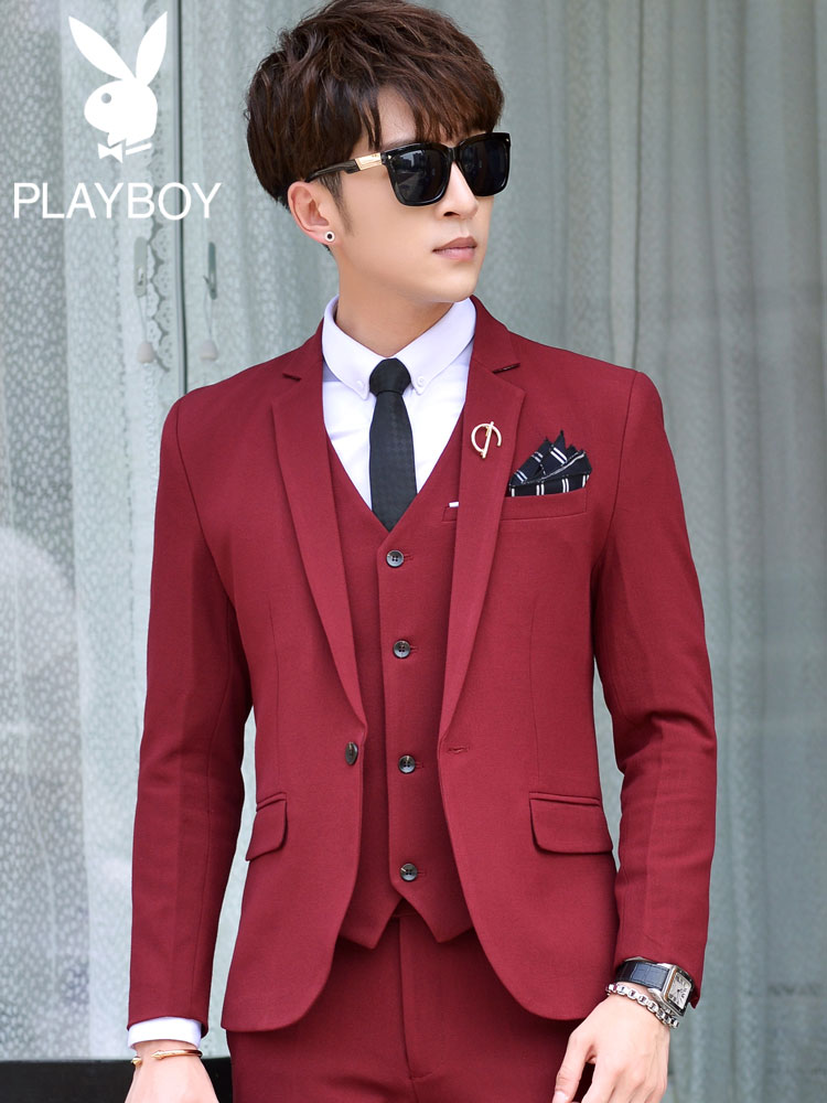 Playboy phù hợp với nam giới kinh doanh ba mảnh nghề nghiệp Xiaoxi trang trí cơ thể chú rể chú rể váy cưới - Suit phù hợp quần đũi nam Suit phù hợp