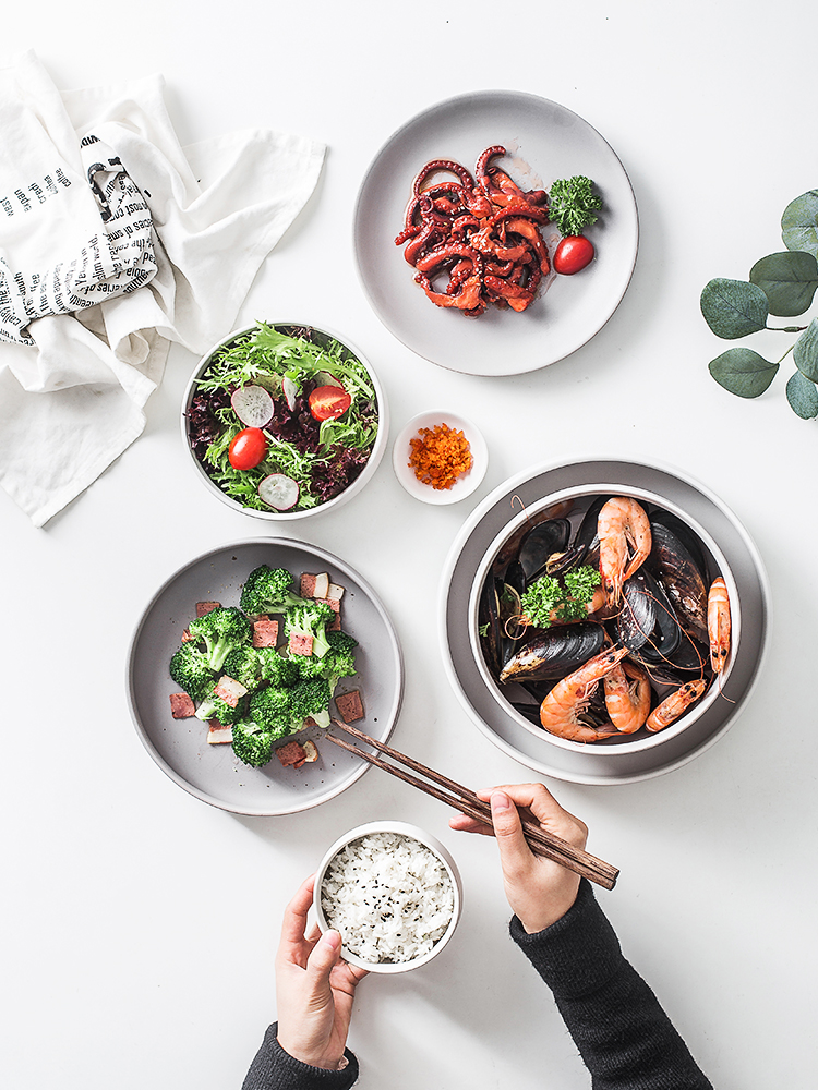 Ins household jobs ceramic tableware suit Japanese Nordic light key-2 luxury web celebrity creative nice single soup bowl rainbow such use
