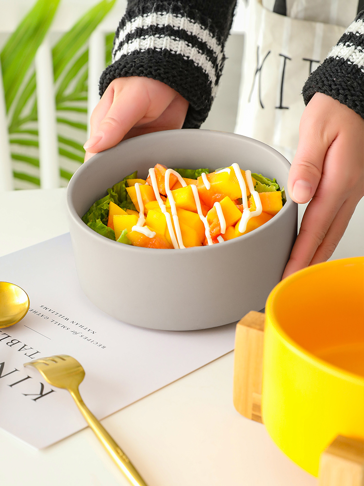 Tinyhome matte enrolled ceramic wooden restoring ancient ways of fruits and vegetables salad bowl food bowl and the Portland grim bowl of soup bowl