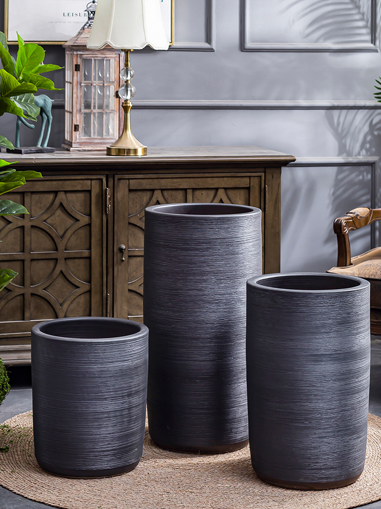I and contracted large flower pot villa interior furnishing articles creative ceramic basin of large ground plant black vase