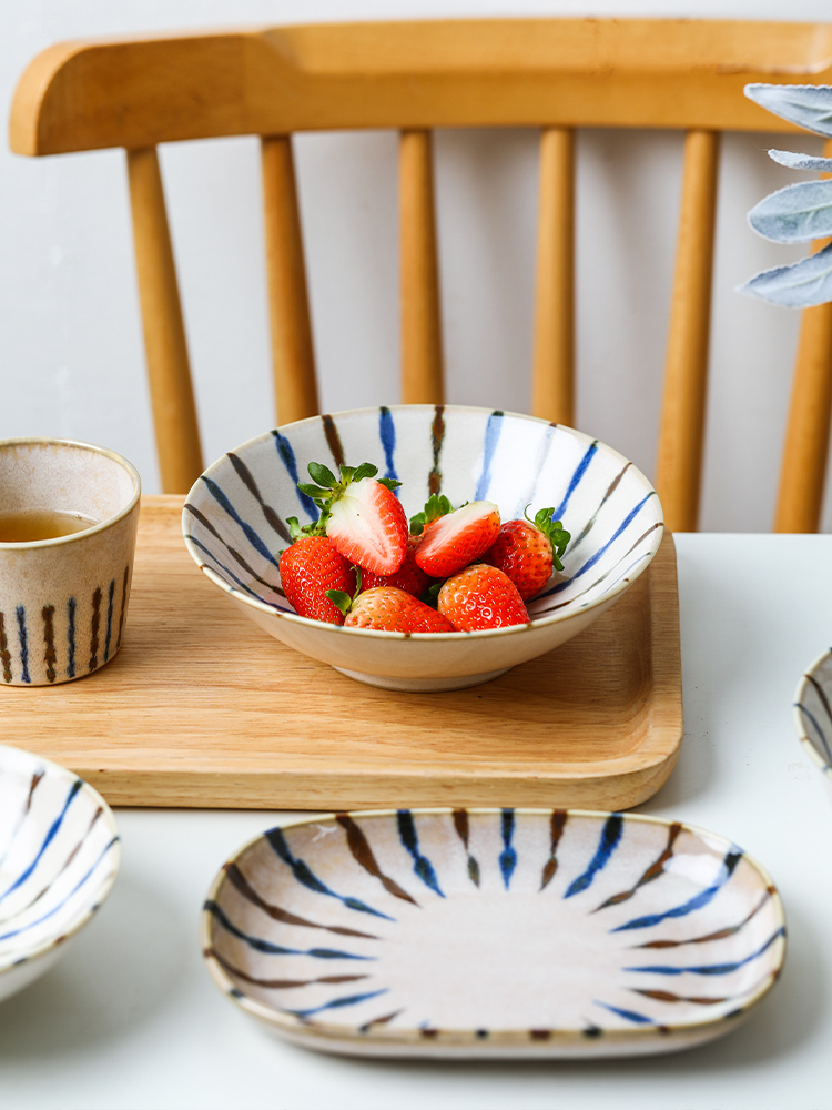 Japan 's imports of ceramic tableware bamboo grass ten Japanese dishes suit household to eat bread and butter plate