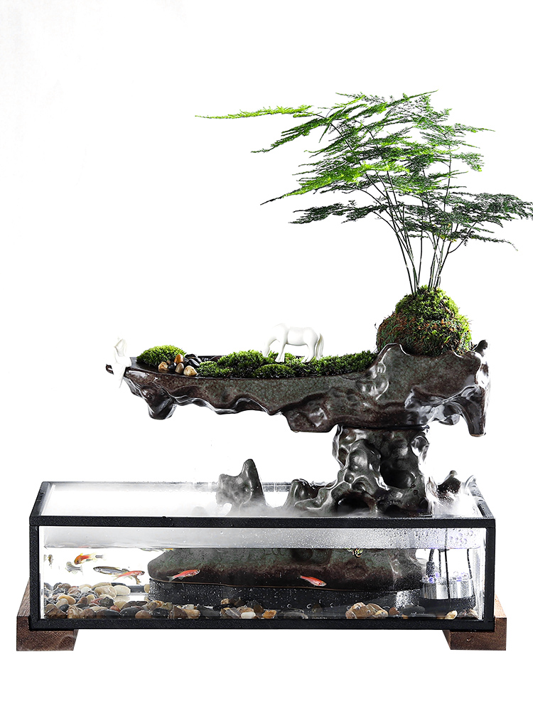 Chinese ceramic creative home furnishing articles sitting room office desktop water fountain aquarium opening gifts