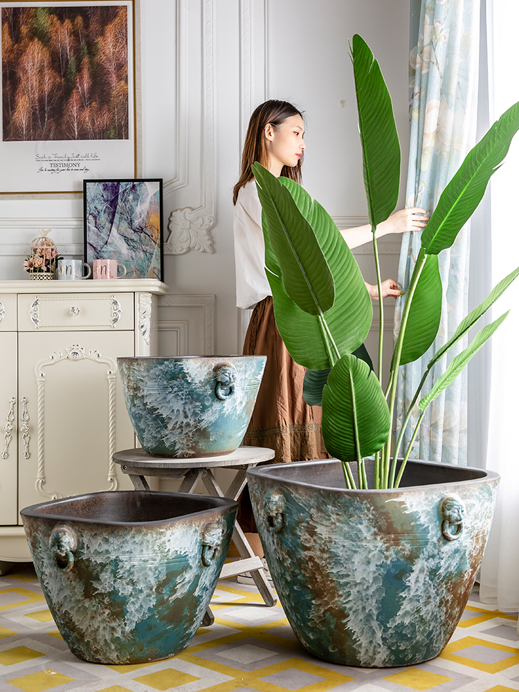 Water lily lotus basin ceramic cylinder tank cycas bonsai pot plant trees goldfish bowl king garden hotel furnishing articles