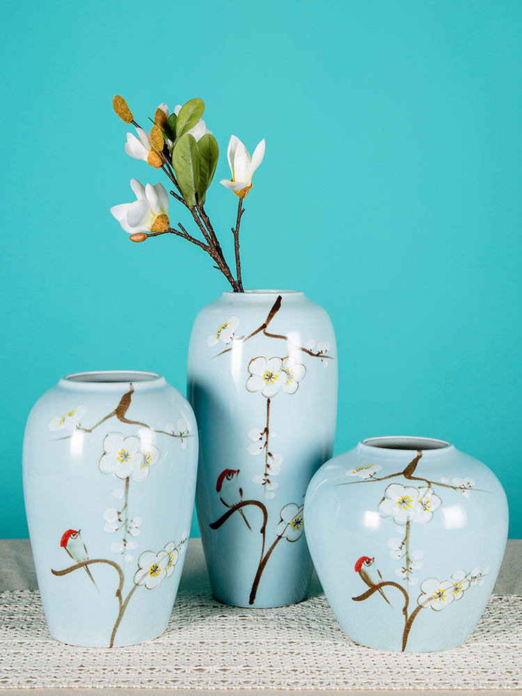 Flower arranging dried flowers of jingdezhen ceramics floret bottle furnishing articles sitting room of new Chinese style household adornment handicraft TV ark