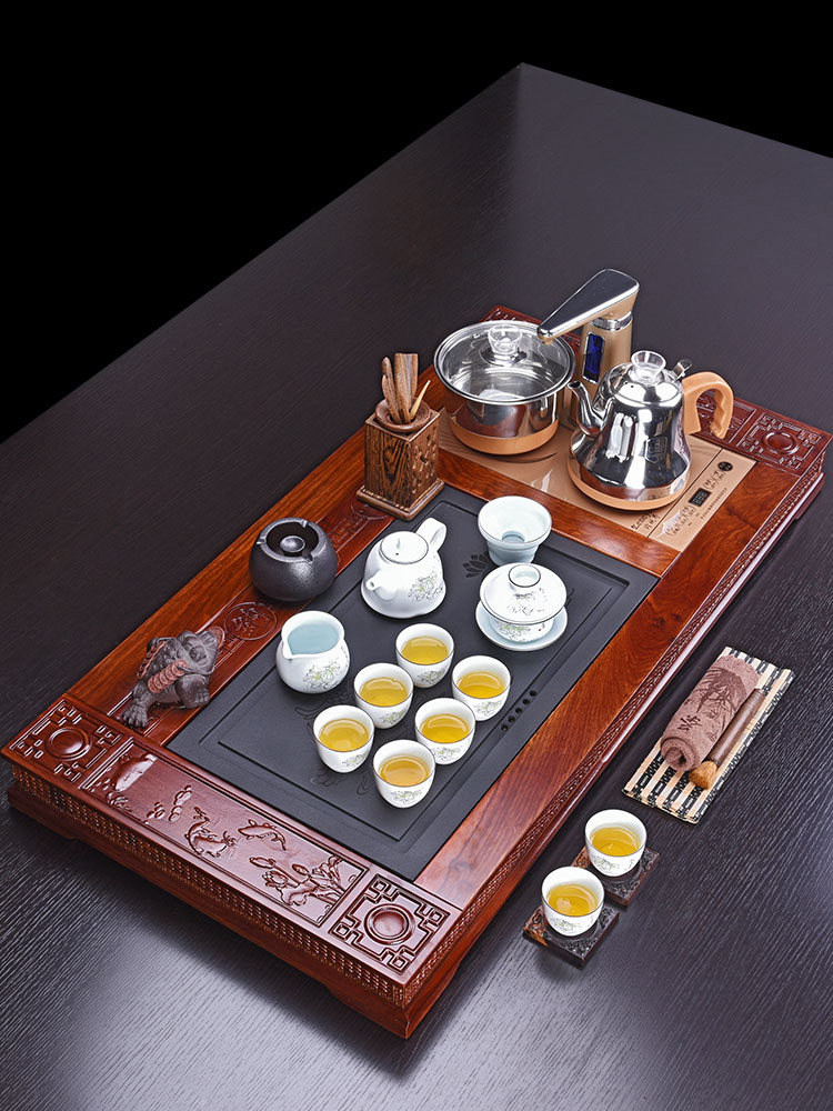HaoFeng hua limu sharply stone tea tray was kung fu tea set of a complete set of purple sand pottery and porcelain tea sets tea home