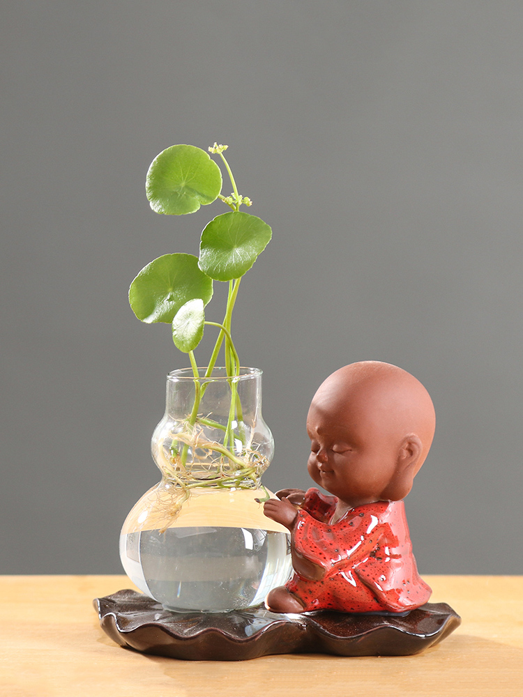 Creative move other hydroponics vases, glass transparent Chinese wind zen desktop water raise flowers planted a flower pot ceramics