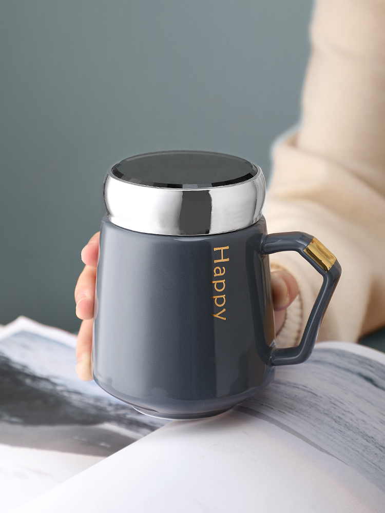 Nordic ins ceramic cups with cover getting boys office contracted household move mark cup coffee cups