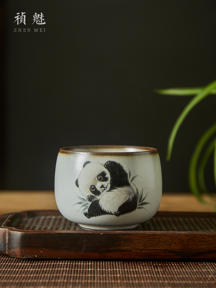 Shot incarnate your up hand - made panda master kung fu tea set sample tea cup cup of jingdezhen ceramics individual pieces of a single CPU