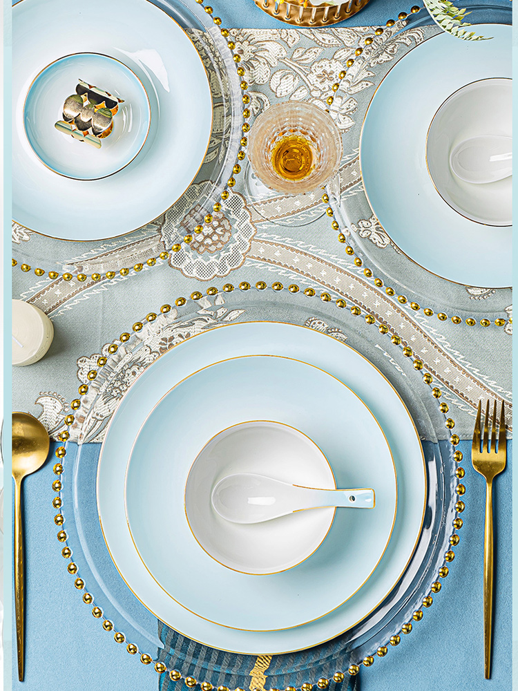 High - end ipads porcelain tableware suit light jingdezhen combination dishes household contracted High - end key-2 luxury modern housewarming dishes